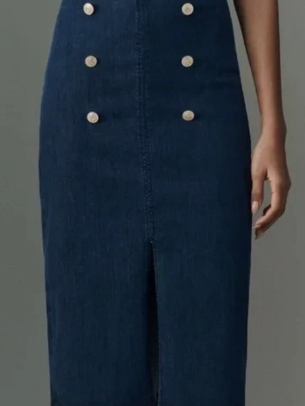 Anthropologie Maeve Denim Sailor Midi Skirt with Button Detail-Medium